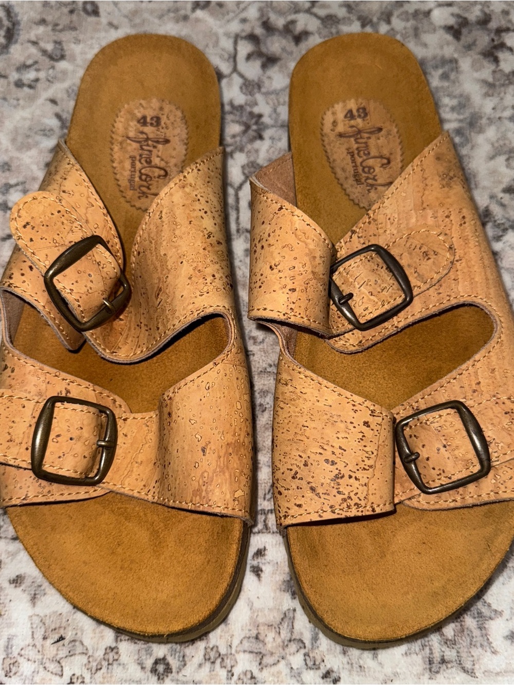 Vegan unisex sandals Arizona Style Cork flats buckle straps Size 41